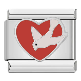 CHARM CORAZON CON PALOMA BLANCA
