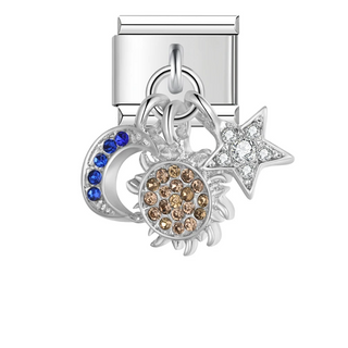 CHARM COLGANTE LUNA SOL Y ESTRELLA