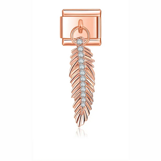 CHARM COLGANTE PLUMA COBRE