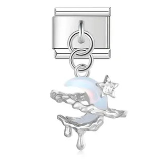 CHARM COLGANTE LUNA Y ESTRELLA AZUL